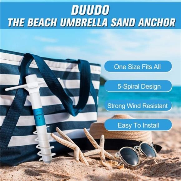 Beach Umbrella Sand Anchor, Beach Accessories-Umbrella Base with 5-Spiral Screw - Picture 4 of 6